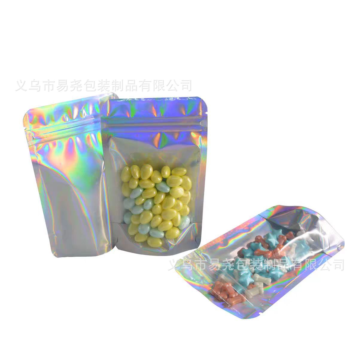 Yiwu Laser Phantom Color self-standing and Self-sealing bags, Yin-Yang aluminum foil bags, mobile phone cases, beauty and accessory packaging bags wholesale pic 18