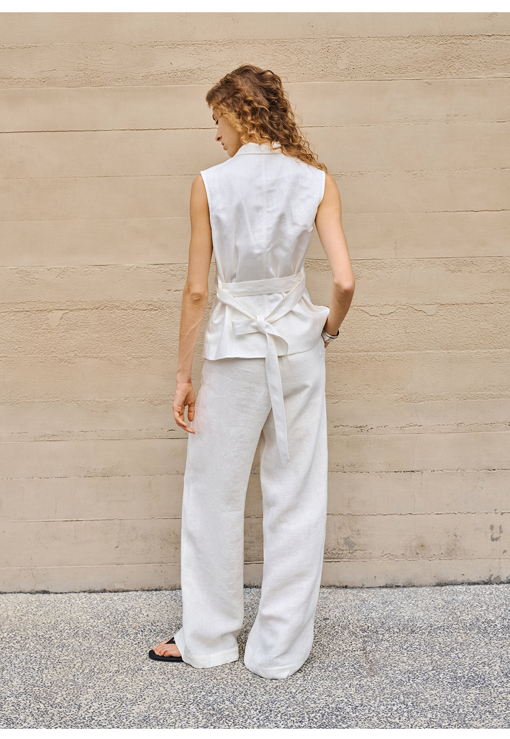 Linen loose straight-leg pants for commuting, long pants with a high-quality feel for old money, high-waisted fashionable linen casual pants for women in spring and summer pic 32