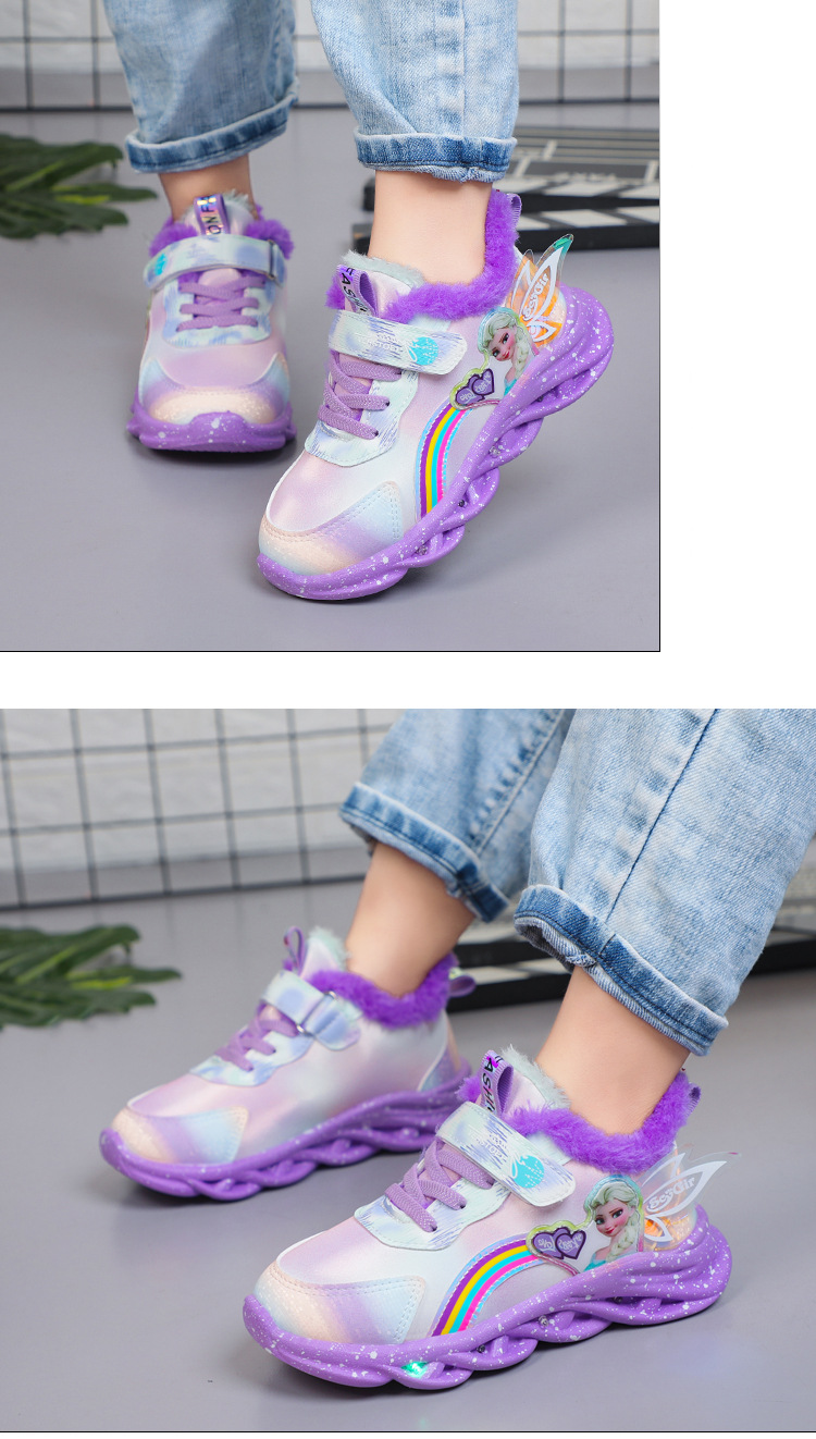 批发带灯女童鞋子2025春秋新款网面透气儿童运动鞋百搭女孩公主鞋详情12