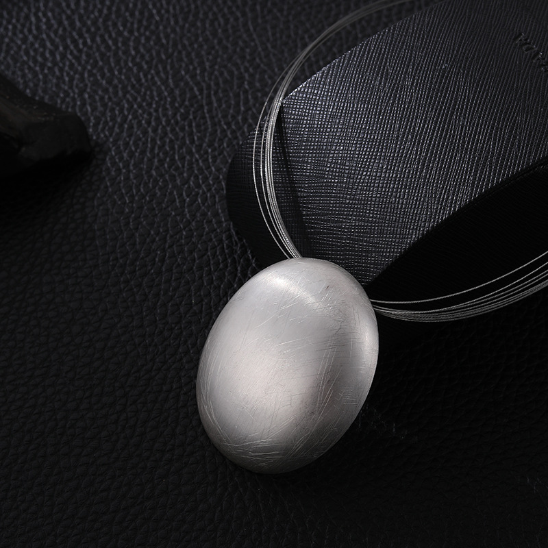 新款跨境专供欧美百搭时尚流行项链几何短链拉丝女式椭圆珠宝首饰详情12