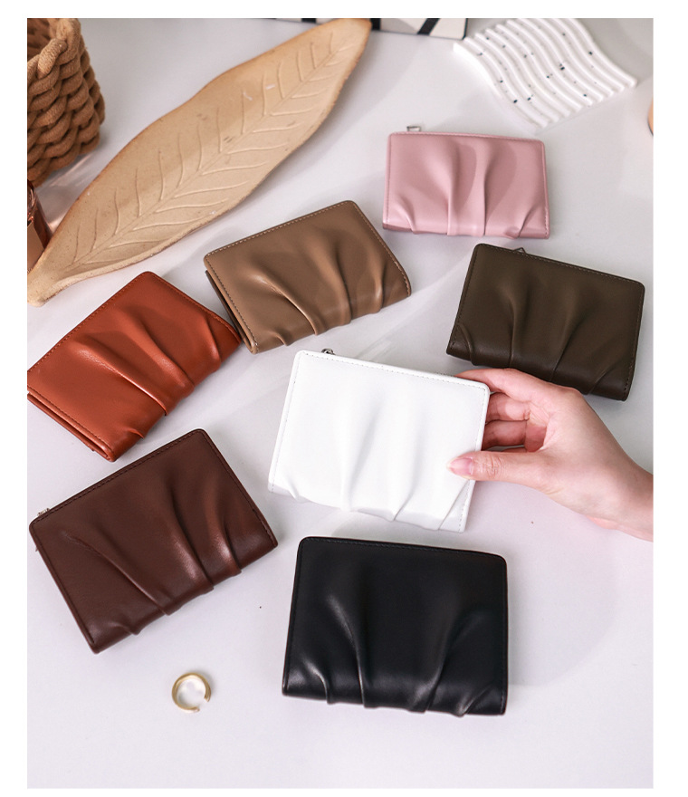 外贸热卖褶皱感女式短款钱包精致小巧网红零钱包百搭卡包学生钱夹详情15