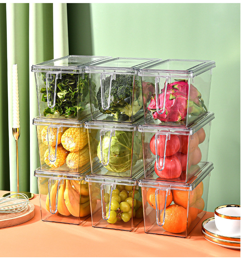 Refrigerator storage box with lid and handle, large-capacity fresh-keeping box for storing vegetables in the refrigerator, household kitchen organizing and storage box pic 11