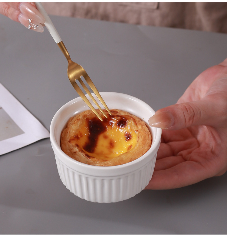 空气炸锅专用陶瓷舒芙蕾烤碗蒸蛋碗简约圆形白色家用布丁甜品碗详情26