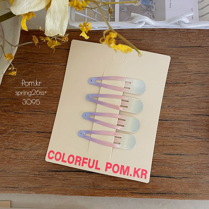 Spring new macaron-colored gradient water drop hair clips for children, simple side wavy bangs clips, baby forehead clips pic 6