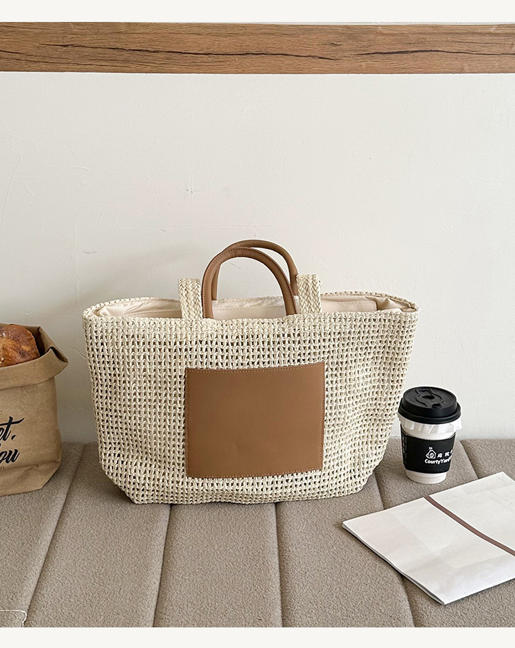 韩国超火爆款草编包包女2024新款夏天淑女手提包大容量单肩腋下包详情12