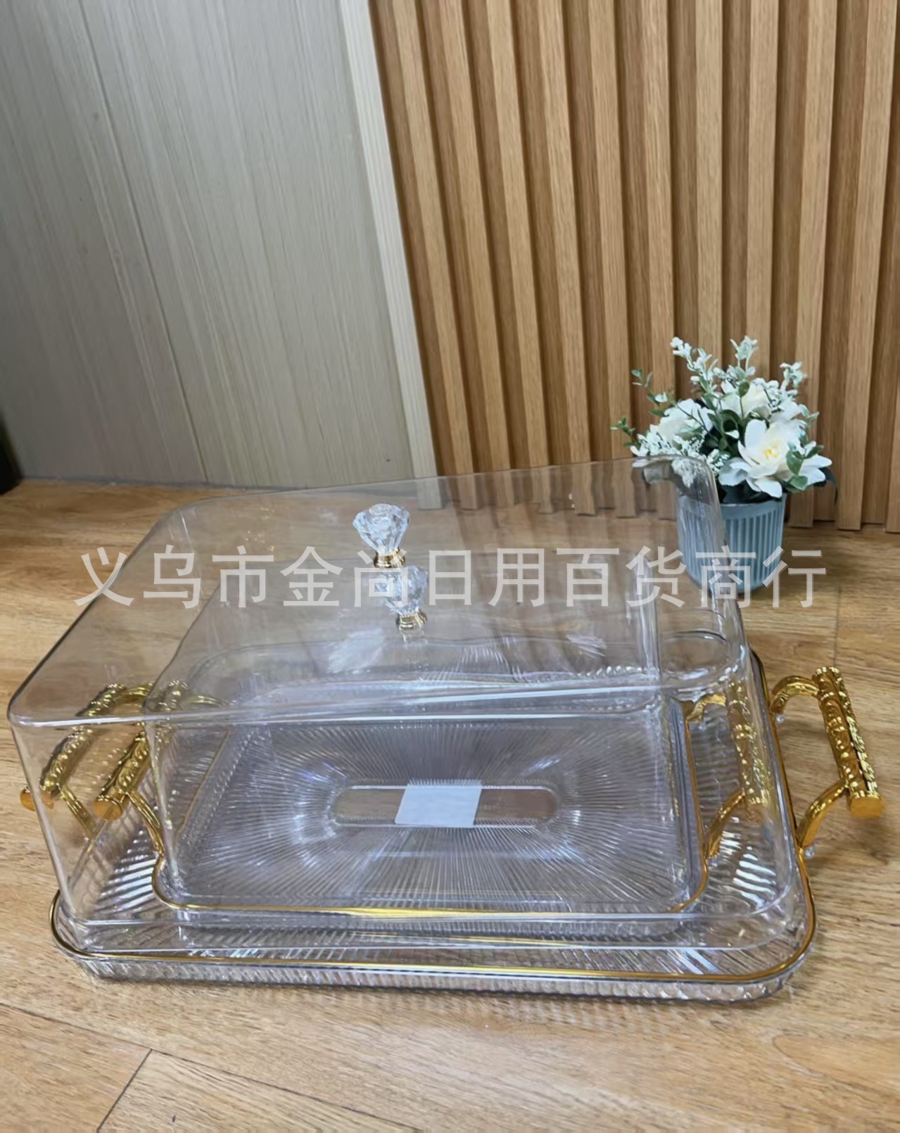 Simple tray with lid, cake and dessert display stand, candy plate, party decoration plate, home Nordic-style plastic pic 3