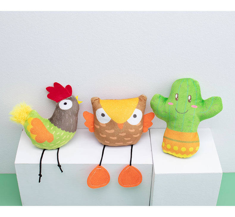 跨境新品猫咪毛绒玩具猫头鹰仙人掌造型猫咪自嗨猫薄荷毛绒玩具详情11