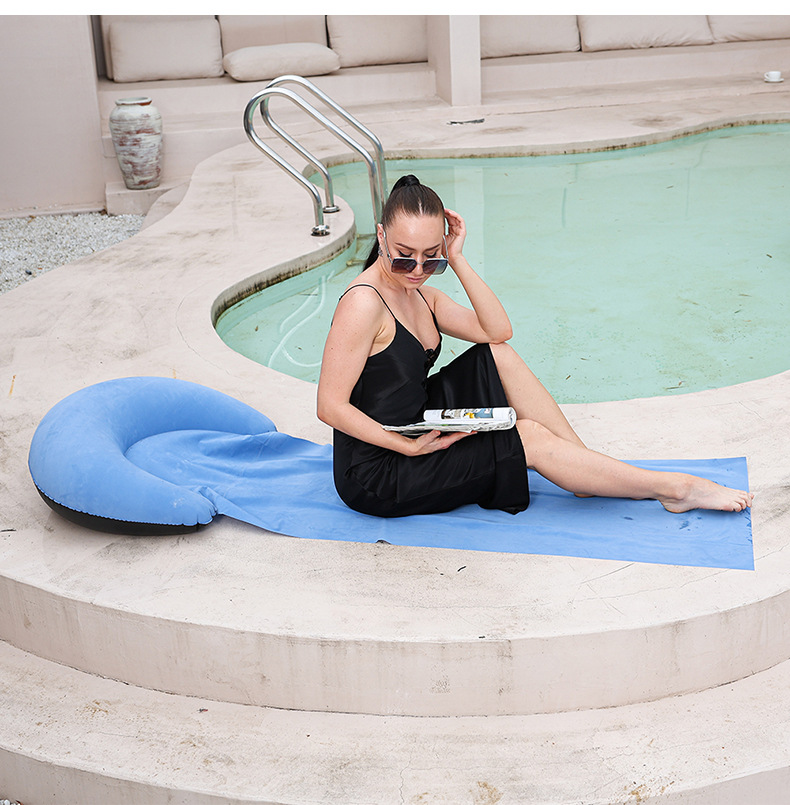 Cross-border new products: inflatable outdoor beach MATS, picnic MATS, moisture-proof MATS, sunbathing MATS with pillows, plush material beds, inflatable plush outdoor camping blankets, MATS, picnic MATS, outdoor seat cushions, beach MATS pic 4