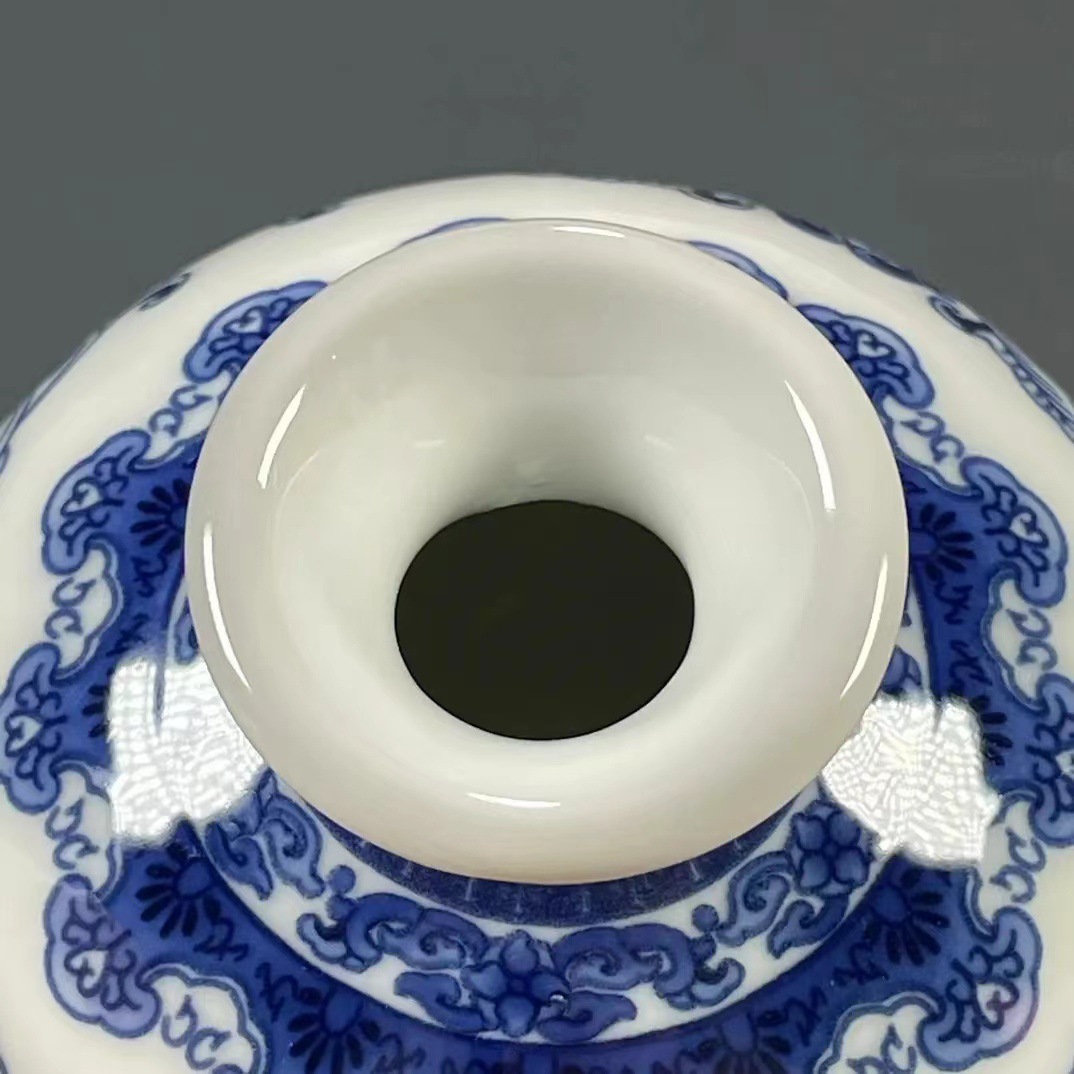 青花瓷迷你花瓶陶瓷摆件中式花瓶景德镇花瓶批发陶瓷圆小花瓶花器详情2