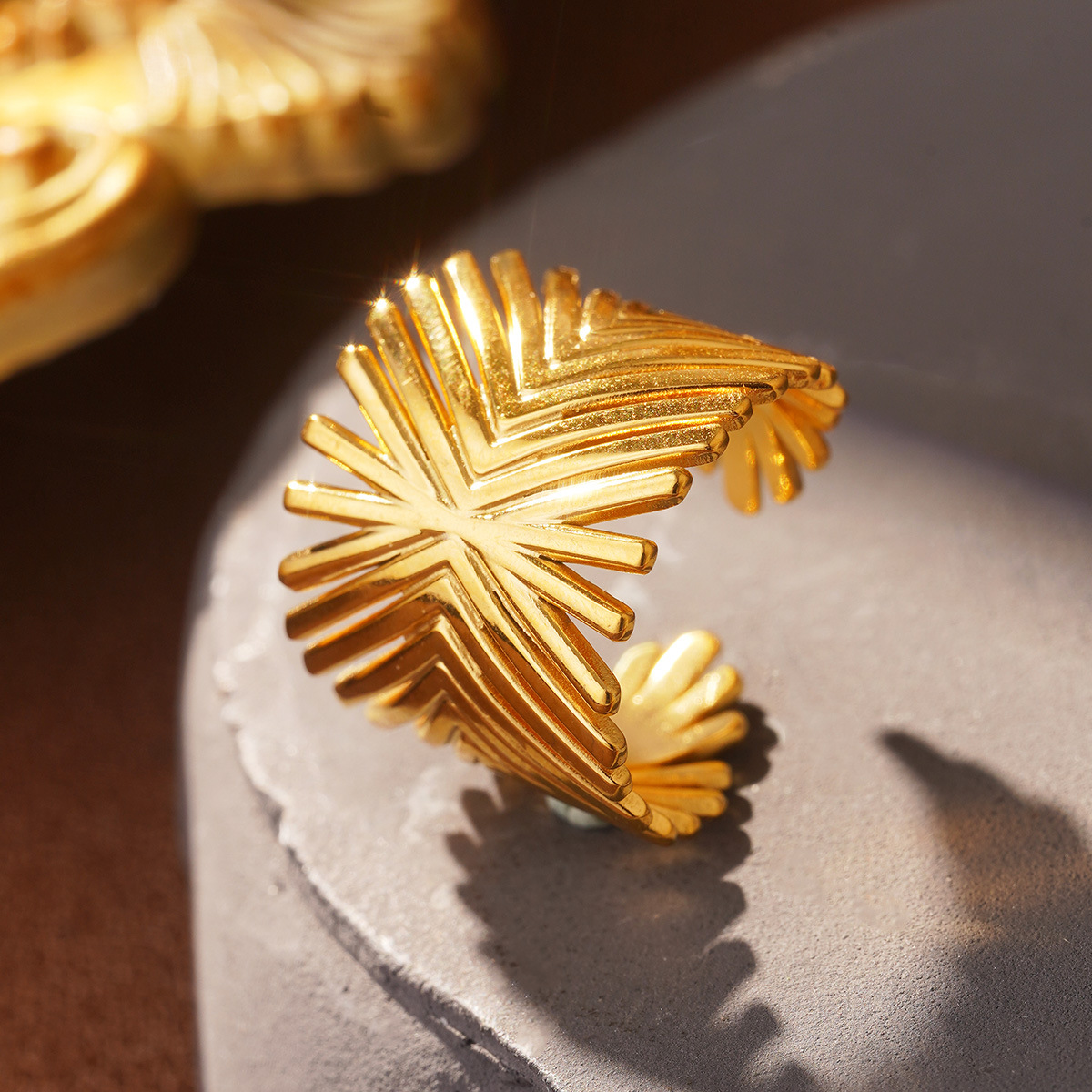 Retro European and American geometric stainless steel ring, non-fading shell geometric shape, fashionable and simple titanium steel index finger ring pic 30