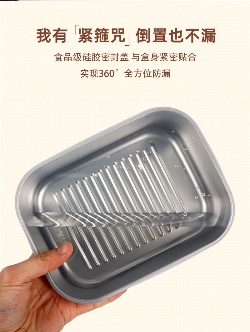 316L stainless steel refrigerator sealed food storage box, hot pot preparation plate, portable dispensing tray for work, lunch box, bento box, silicone lid food storage box pic 7