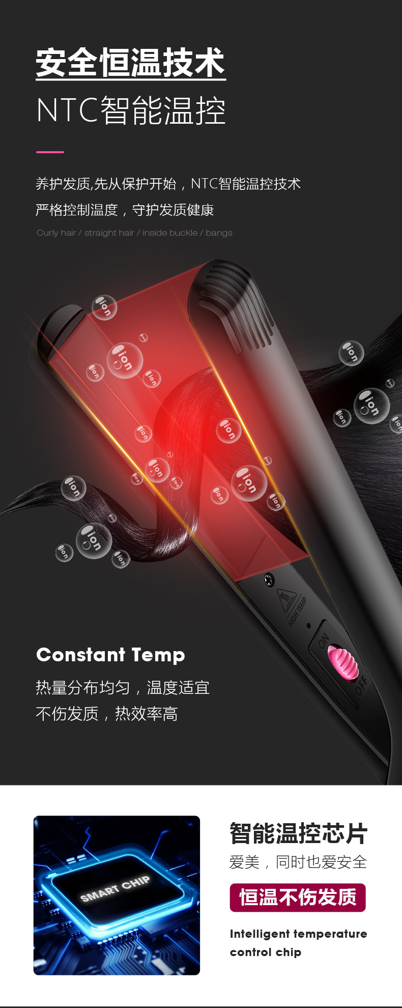 Mini curling irons, dual-purpose straightening devices, straightening boards, home bangs clips, hair salon electric clips, gift bestsellers pic 24