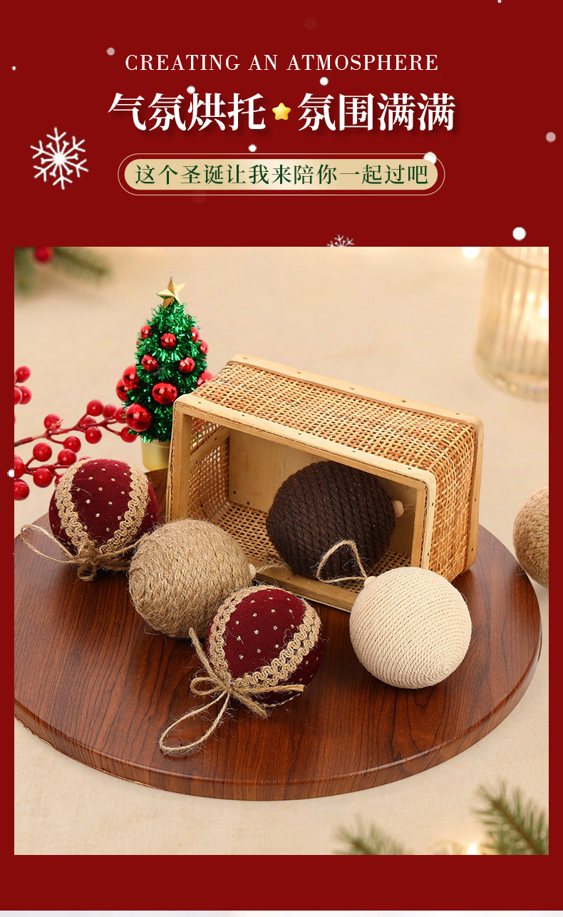 Cross-border navidad bobinado serie colgante de bola de pelo ambiente festivo escena colocación de accesorios decoración de árbol de navidad bola colgante pic 3