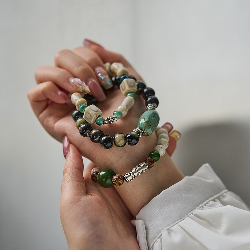 Jingdezhen ceramic bracelet wholesale, original ancient-style beads with Dunhuang elements, new Chinese-style jewelry, versatile Chinese style pic 1