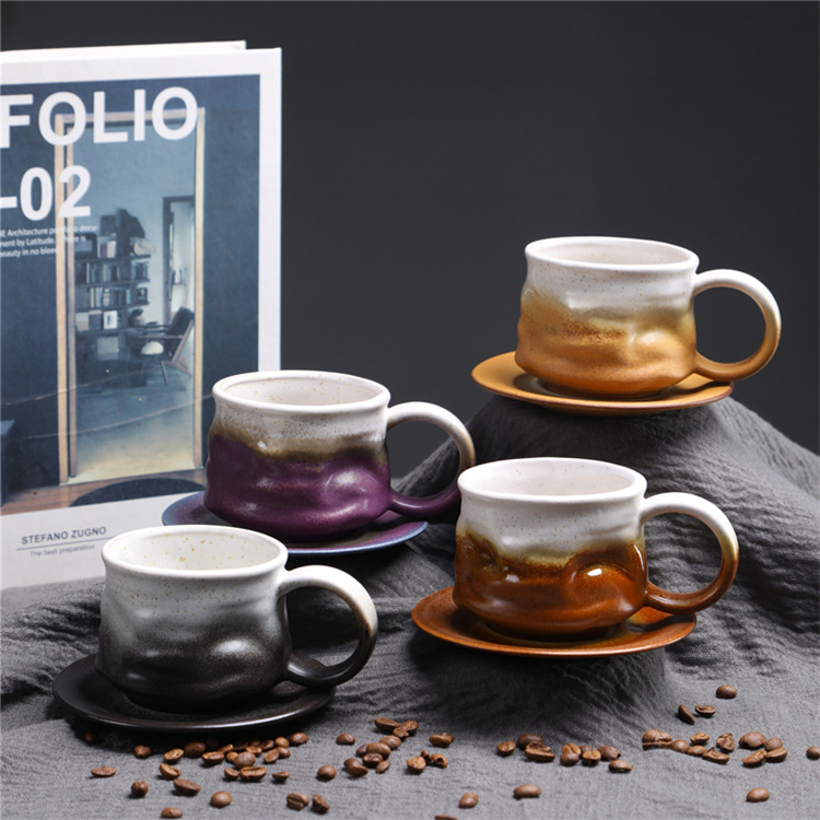 日式复古陶瓷咖啡杯碟套装创意伴手礼杯子下午茶马克杯粗陶咖啡杯详情22