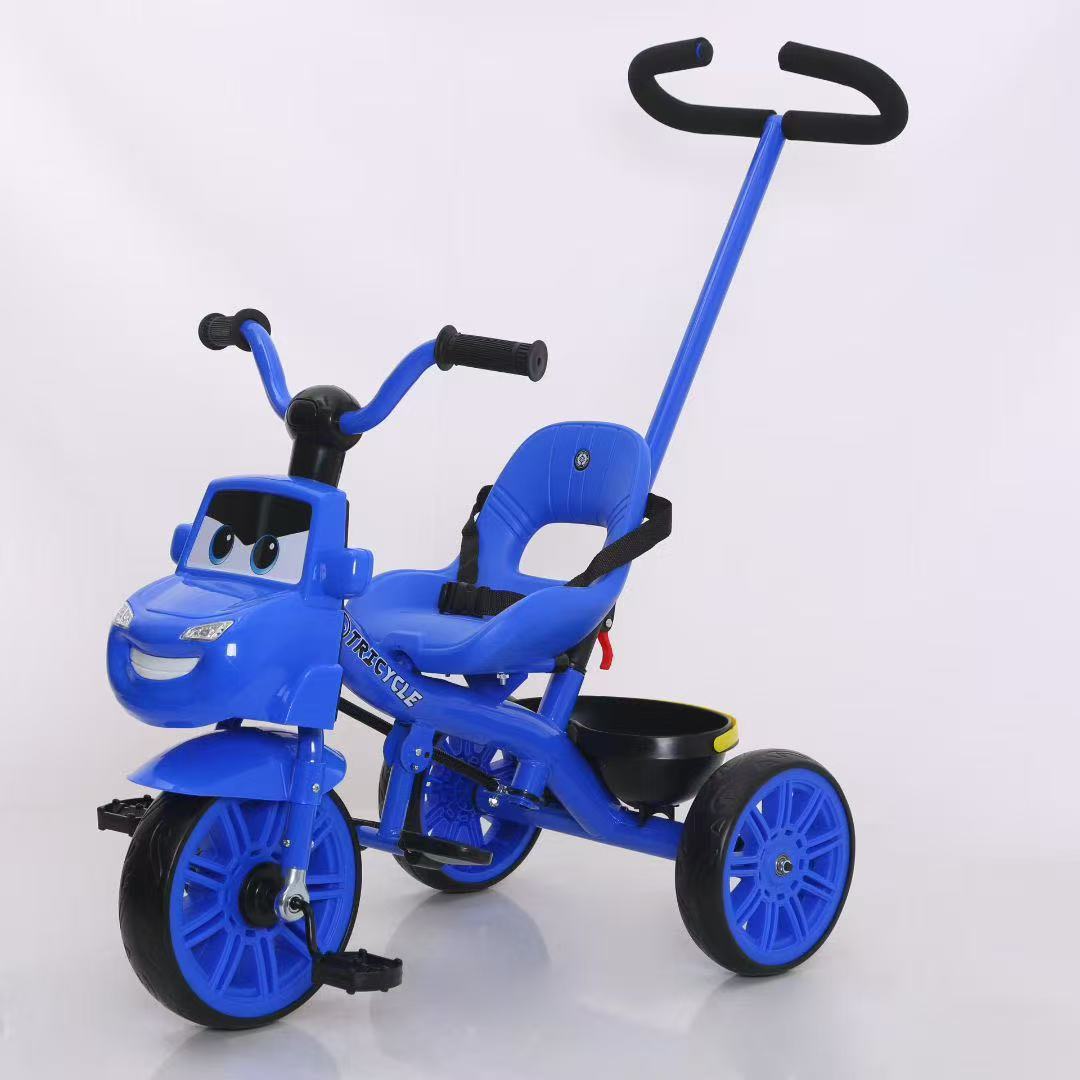 音乐灯光儿童三轮车1-5岁带推把脚踏车简易小孩男女童车外贸批发详情4
