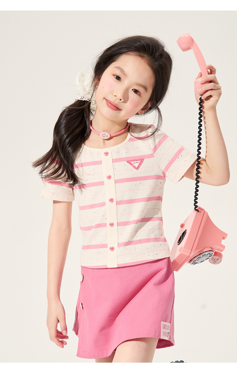 Niñas trajes de verano 2026 medias grandes pantalones cortos conjuntos de dos piezas manga corta camiseta falda wholesale niñas trajes de verano pic 14