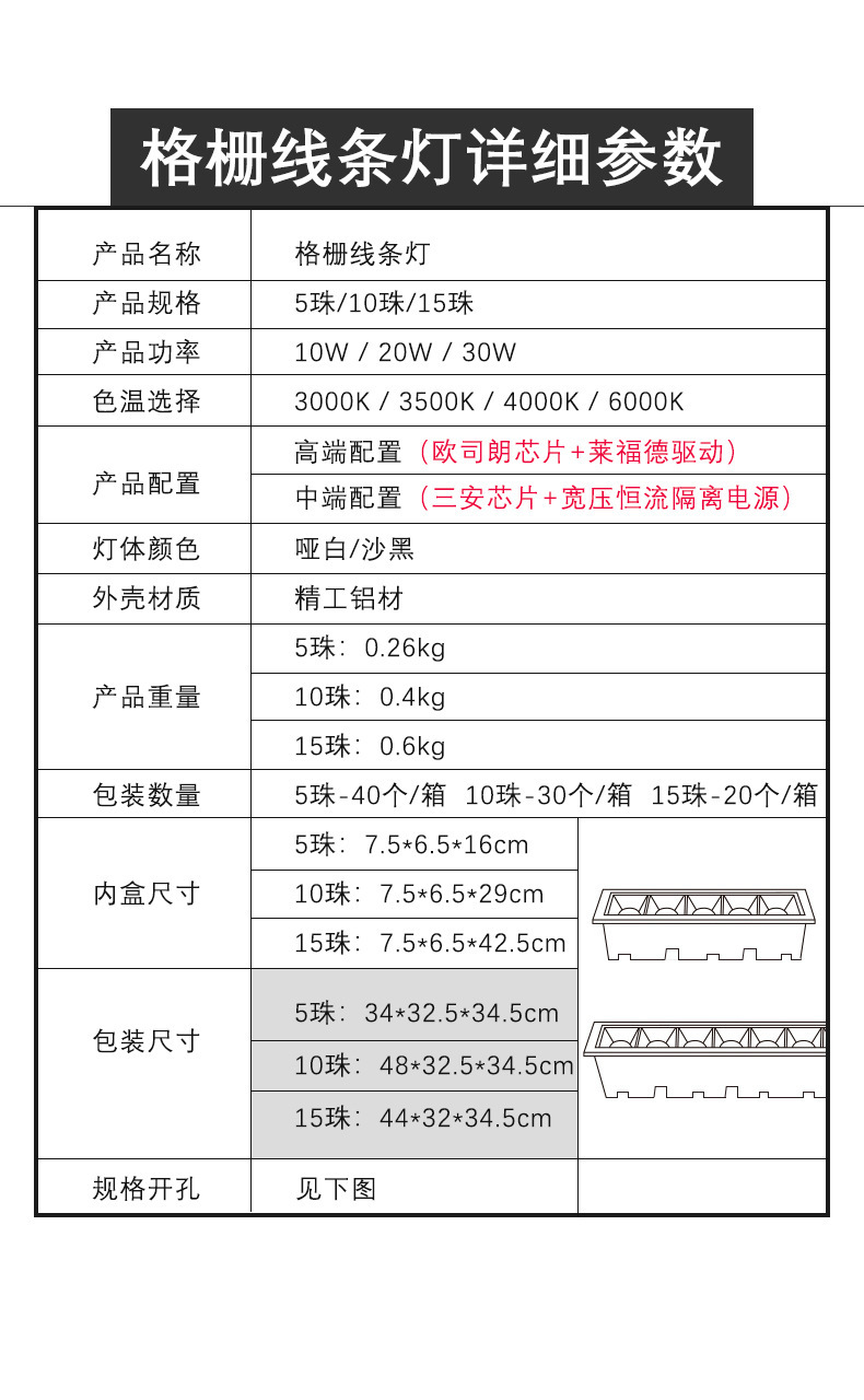 嵌入式格栅线条灯窄边led长条射灯客厅防眩高显洗墙灯超薄无主灯详情2