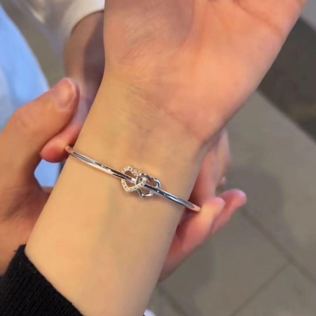 Heart-to-heart Heart-shaped bracelet, double heart push-pull adjustable bracelet, sweet and unique Instagram design, perfect for your girlfriend and best friend pic 1