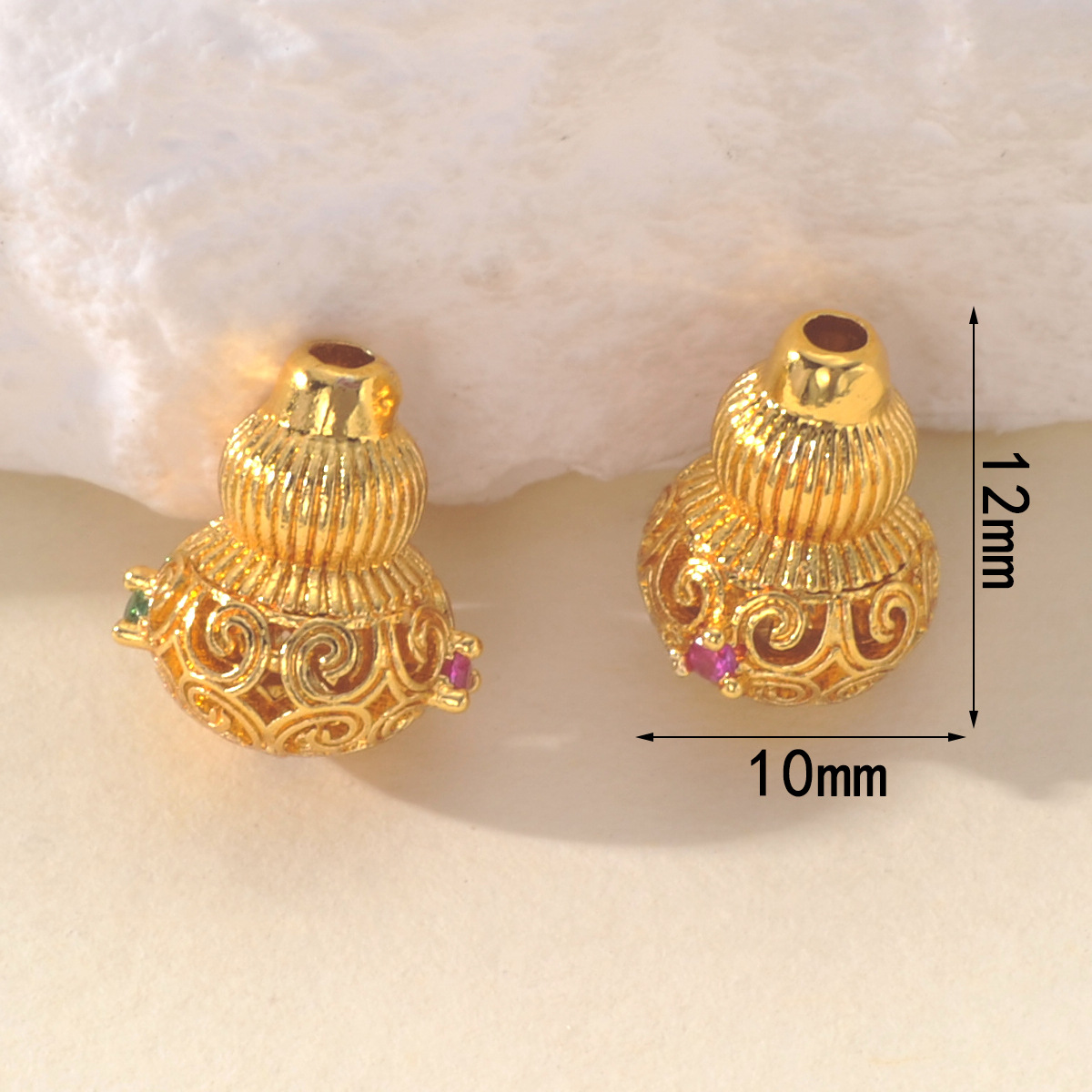 Chinese-style high-color-retention diamond-encrusted auspicious cloud hollowed-out gourd bead necklace bracelet jewelry diy handcrafted accessories pic 4