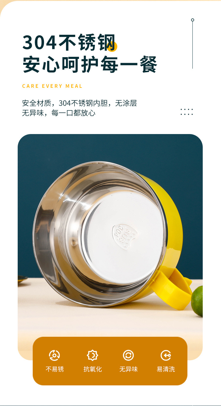 A free shipping instant noodle bowl made of 304 stainless steel with a lid, a large instant noodle bowl, a portable lunch box for student dormitories pic 4