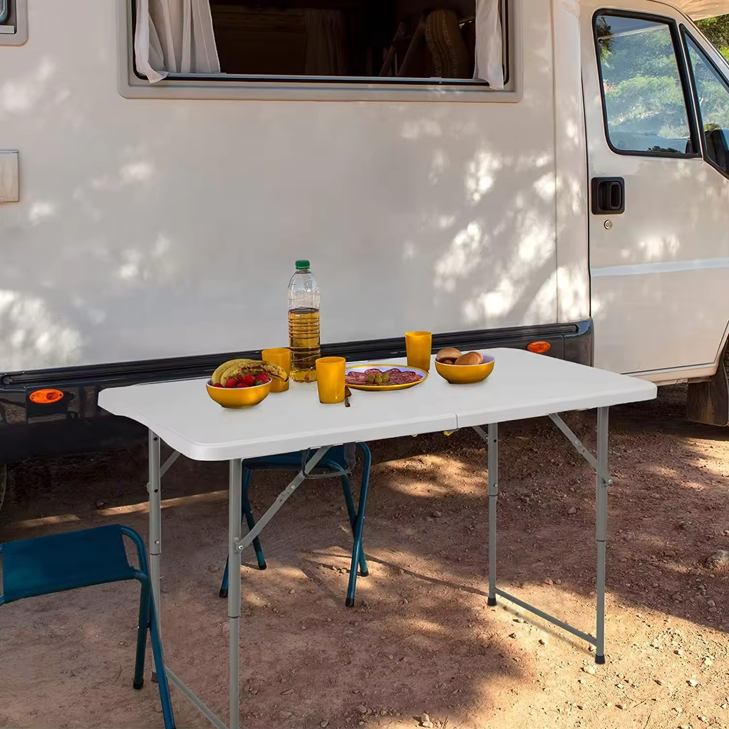 外贸热销便携可折叠桌面塑料桌长方形桌子带提手户外野餐露营聚会详情17