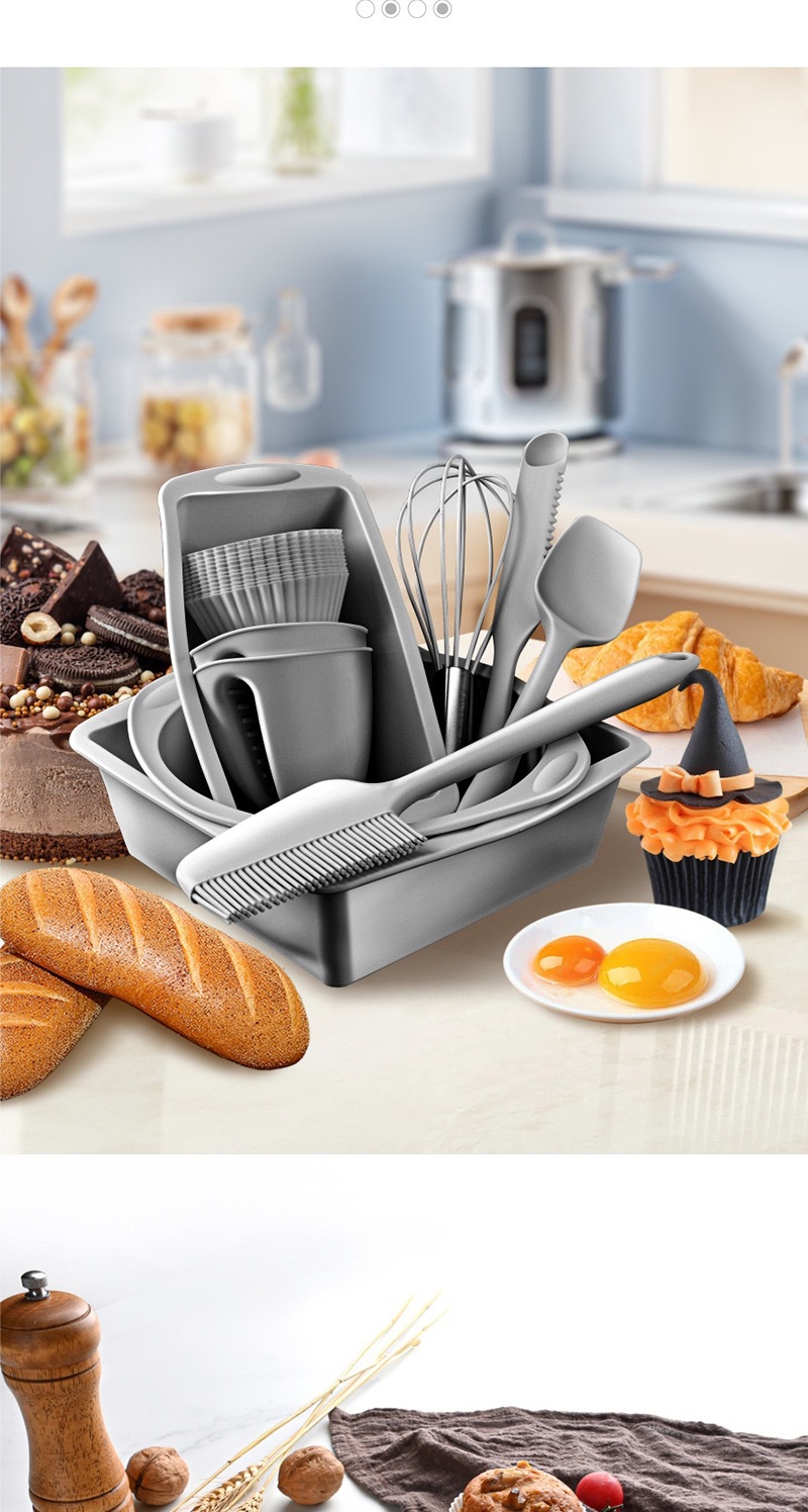 Accesorios de bebé molde molde de silicona cross border cake set 22 piezas juego de hornear copa muffin plato de tostadas raspador cepillo de aceite batidor baby care pic 3