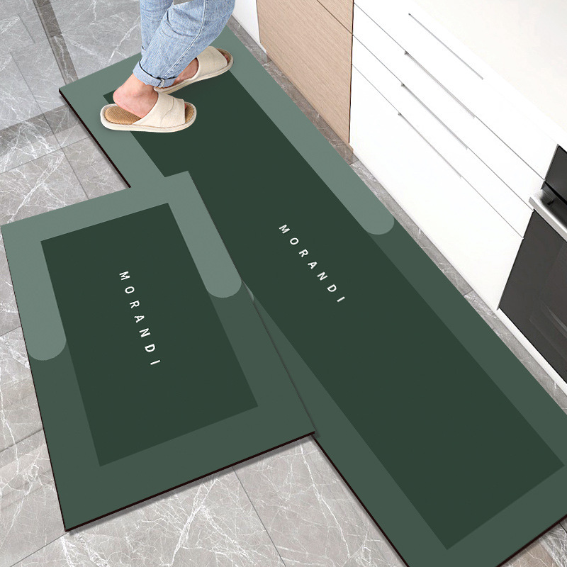 Morandi Simple Diatom mud water-absorbing floor mat, oil-absorbing, dirt-resistant and anti-slip kitchen mat combination set long strip quick-drying foot mat pic 8