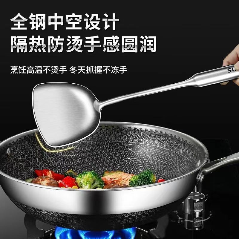 德国炒菜铲子 加厚不锈钢锅铲一体防烫汤勺厨房家用不粘锅铁铲详情6