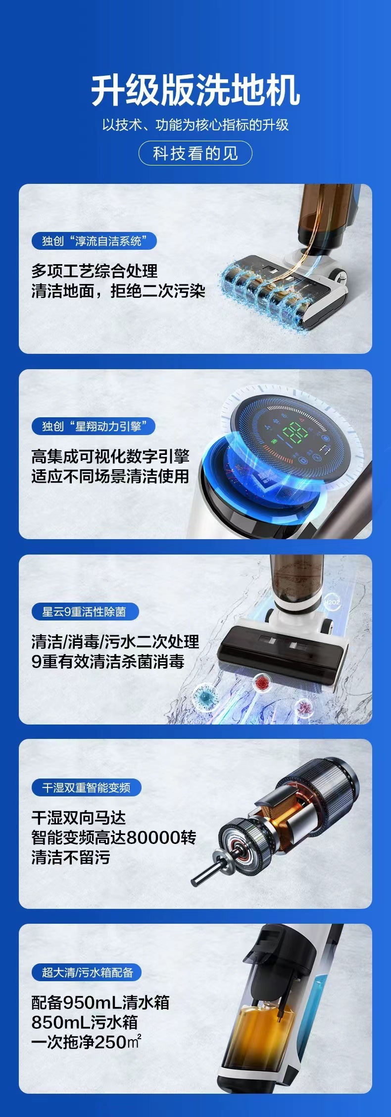 手推家用扫地机机智能洗地机吸扫拖一体机单滚刷自动热烘干拖地机详情3