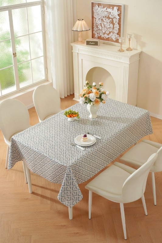 TPU faux linen printed rectangular tablecloth, no-wash, waterproof, oil-proof, heat-resistant, light luxury dining table and coffee table fabric home tablecloth pic 17