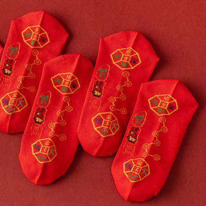 国潮-秋冬新款男女中筒袜本命年红袜子潮流透气吸汗长袜子H31详情7