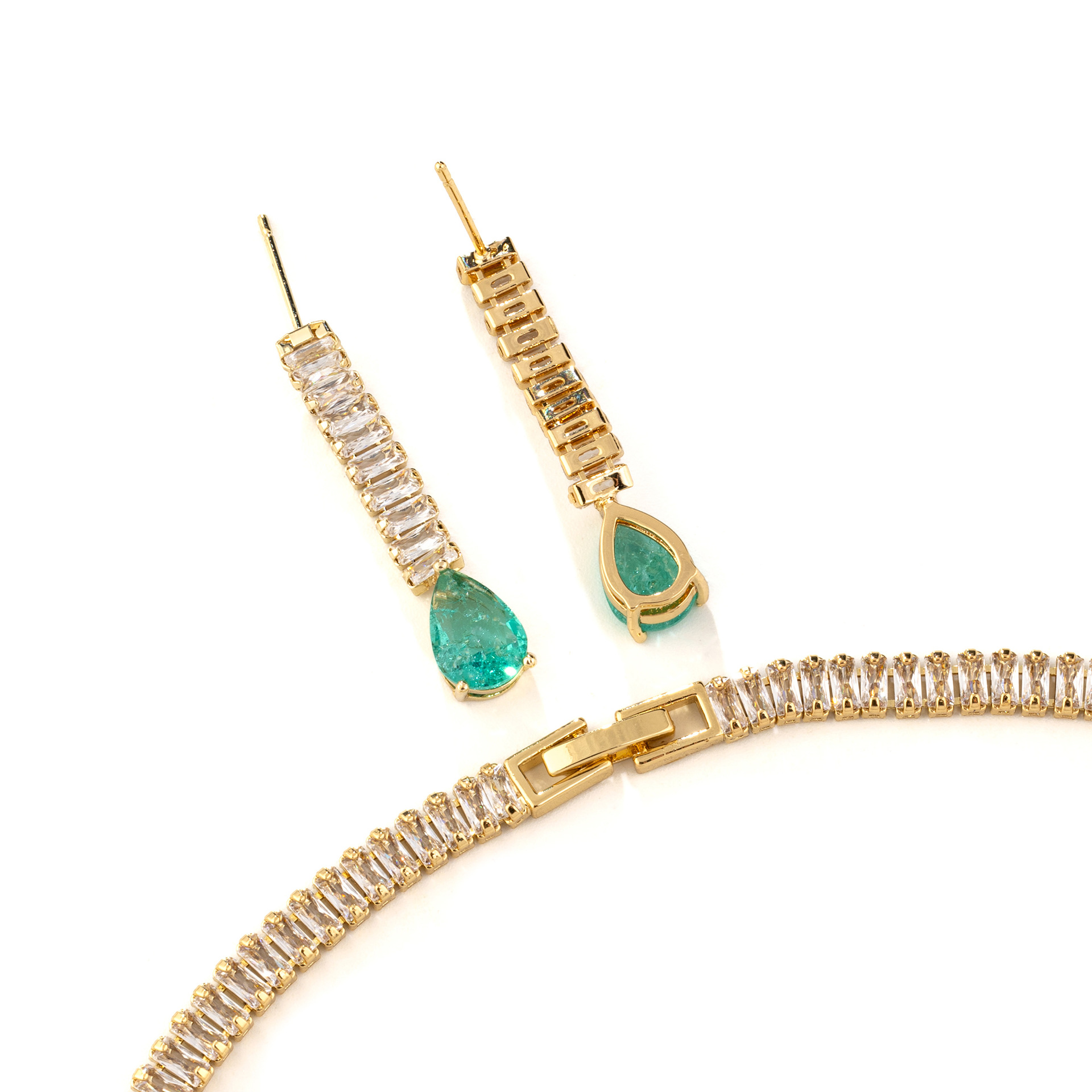 French court wind restoring ancient ways of green water droplets claw zirconium necklace female personality cold wind fashionable joker collarbone chain LYTJ30214 LYSL30214 / LYJZ9056 wholesale pic 11