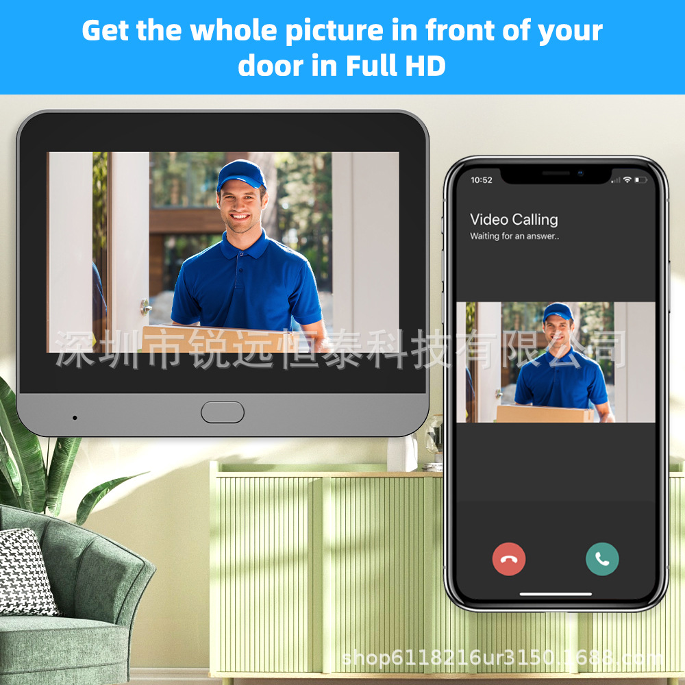 Tuya Smart Wireless WiFi cat-eye Video Doorbell, 3 million two-way intercom, high-definition monitoring TYPE-C interface pic 8