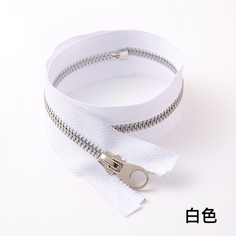 No. 5 metal single opening titanium alloy metal zipper opening clothing zipper in stock supply metal opening zipper pic 3