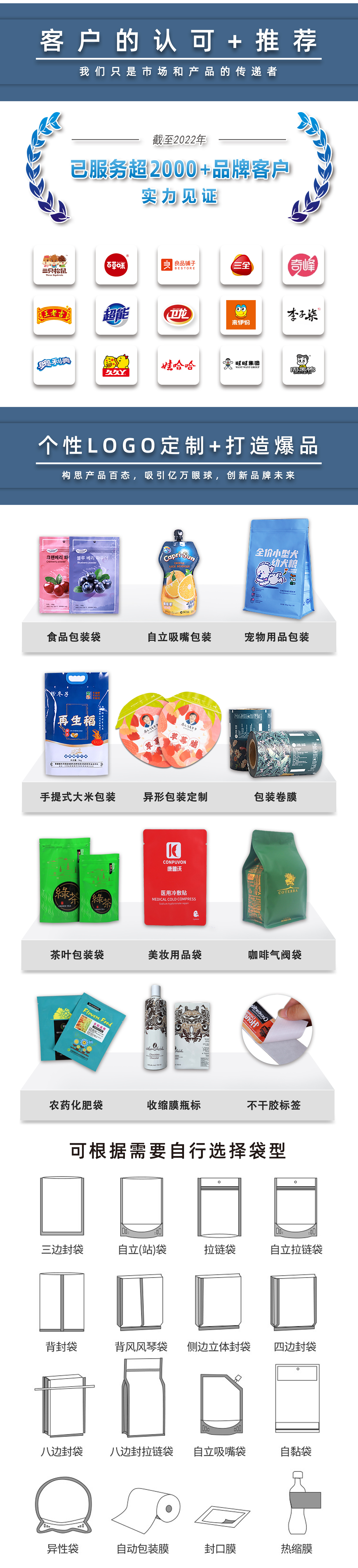Self-standing snack food packaging bags, plastic packaging bags, European and American eight-side sealed composite roll film bags printing and customization factory pic 2