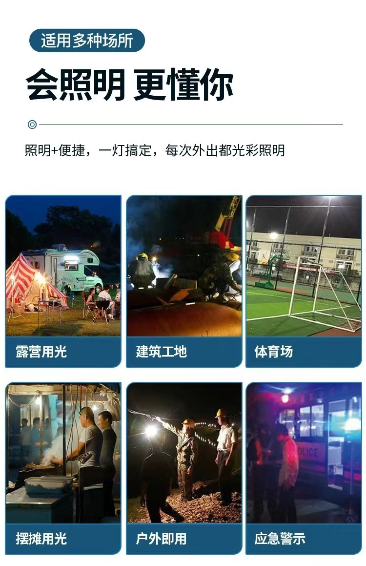 太阳能照明灯户外灯爆亮投光灯防水应急野外露营便携灯挂钩露营灯详情12