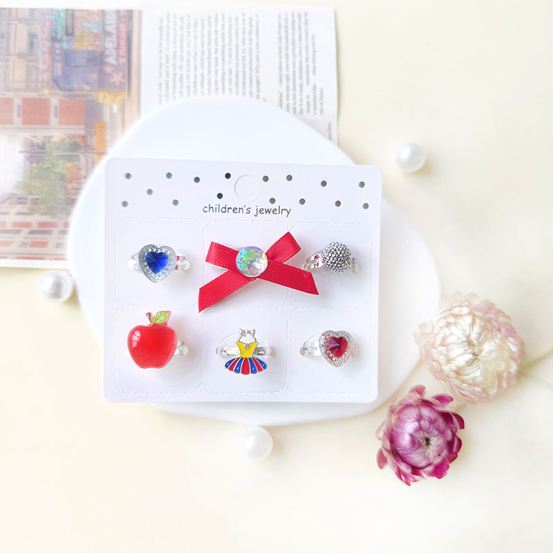 【可以】新品可爱公主宝石戒指女童可调节戒指玩具儿童戒指套装详情11