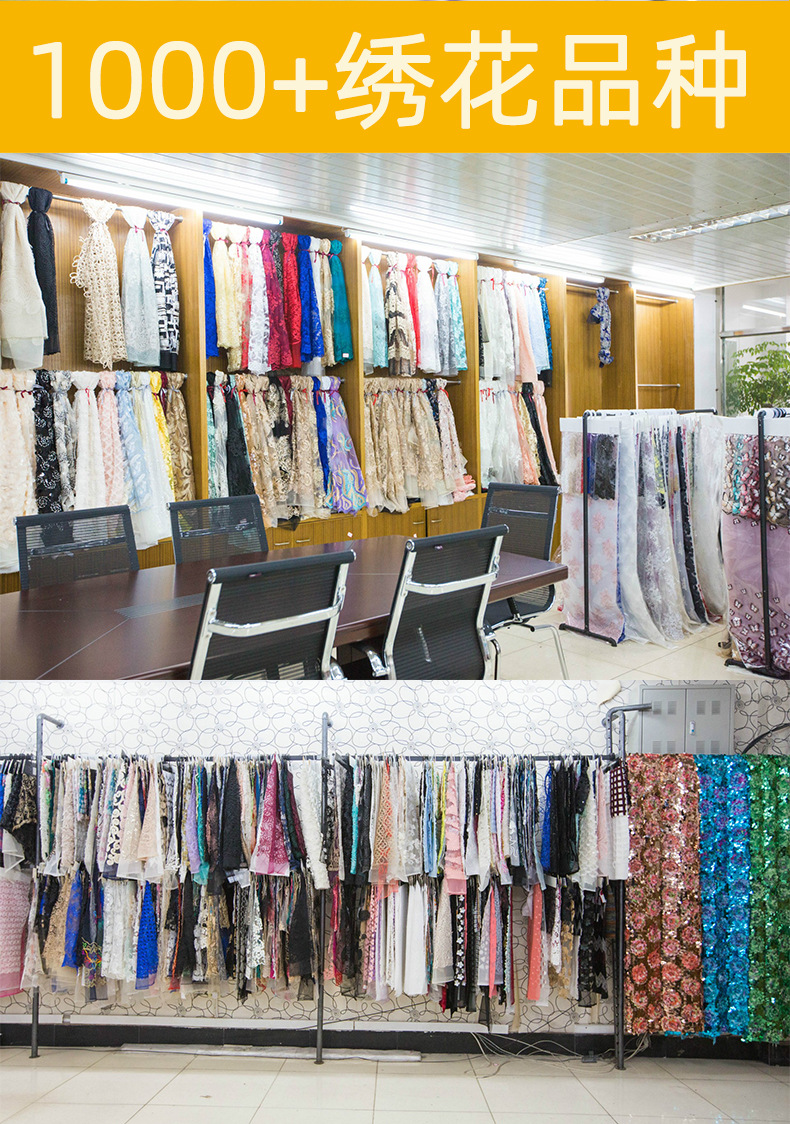 工厂现货时尚彩色多色盘带蕾丝珠子绣花女装婚纱礼服面料LACE详情16