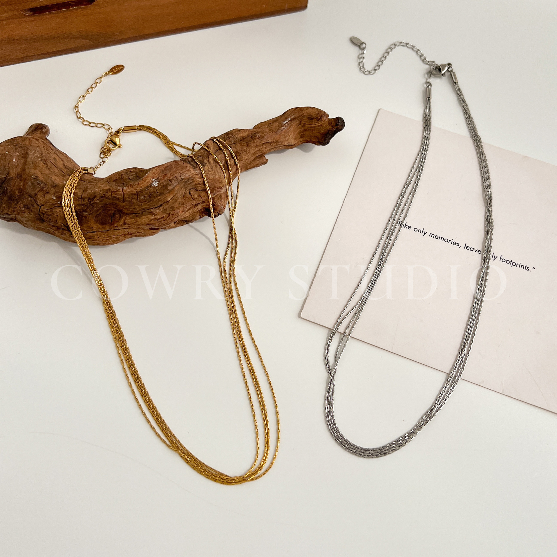 小众设计感多层钛钢项链女叠戴欧美跨境批发锁骨链镀18k配饰品详情5