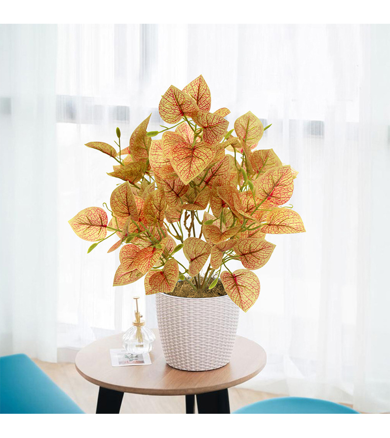 Artificial green plants, Perilla leaves, indoor multi-room desktop decoration, window display, outdoor garden landscaping, artificial bean leaves pic 7