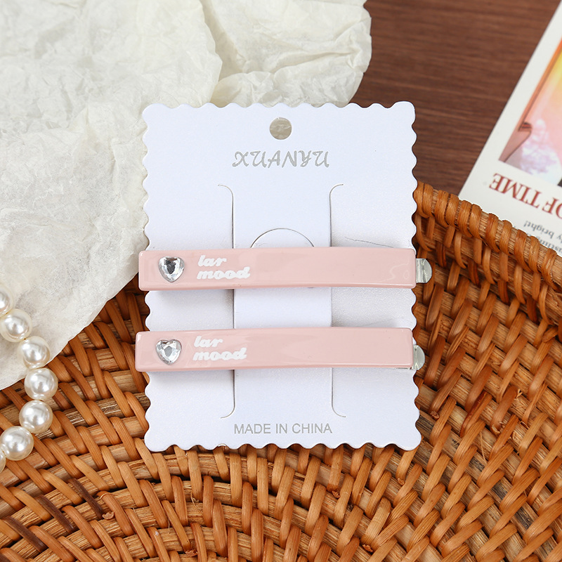 彩色爱心水钻一字发夹 高级感碎发刘海夹侧边夹百搭马尾夹批发详情12