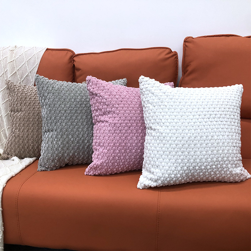 亚马逊新款双面泡泡粒灯芯绒抱枕纯色宿舍靠枕床头靠垫沙发抱枕套详情2