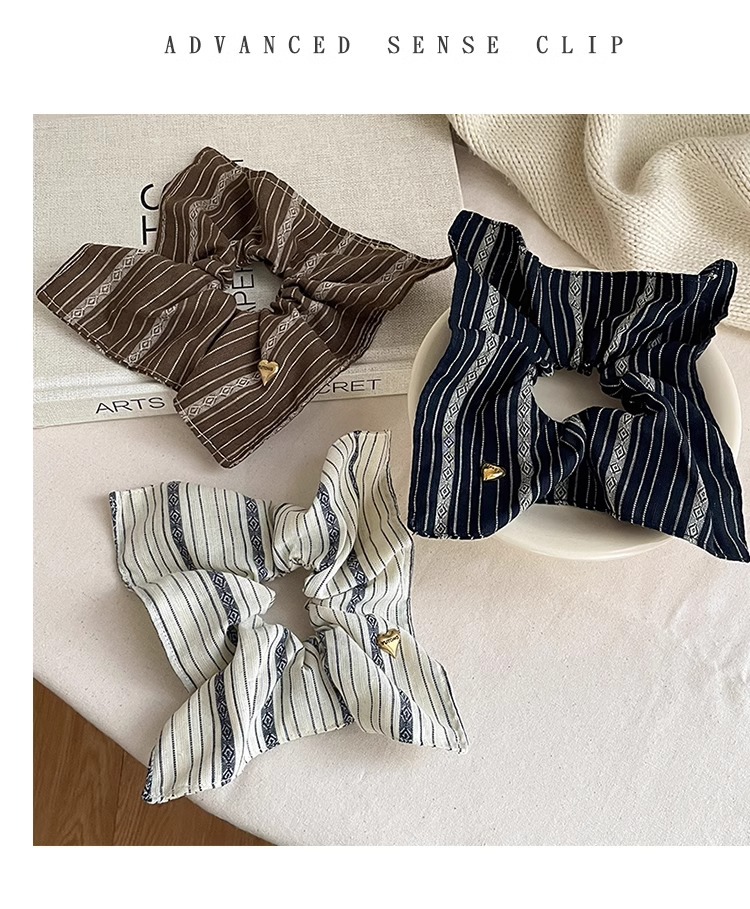 复古方形条纹大肠发圈女秋冬扎头发低马尾发绳高弹力耐用头绳皮筋详情17