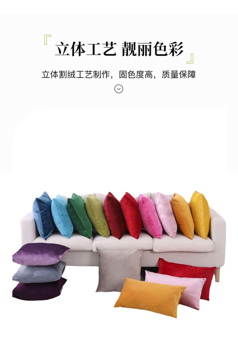 可定制沙发抱枕床头靠背垫 办公室护腰靠枕 多色可选天鹅绒抱枕套 pic 3