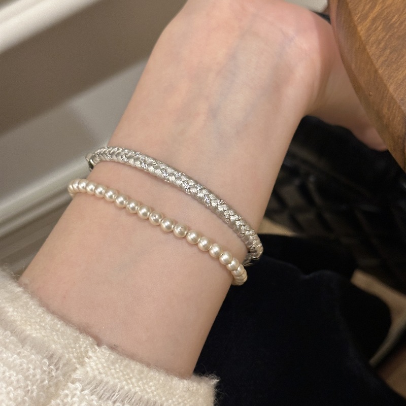 French retro Italian brushed wheat ear woven bracelet, diamond-encrusted, light luxury, exquisite, fashionable and versatile new Chinese style bracelet pic 7