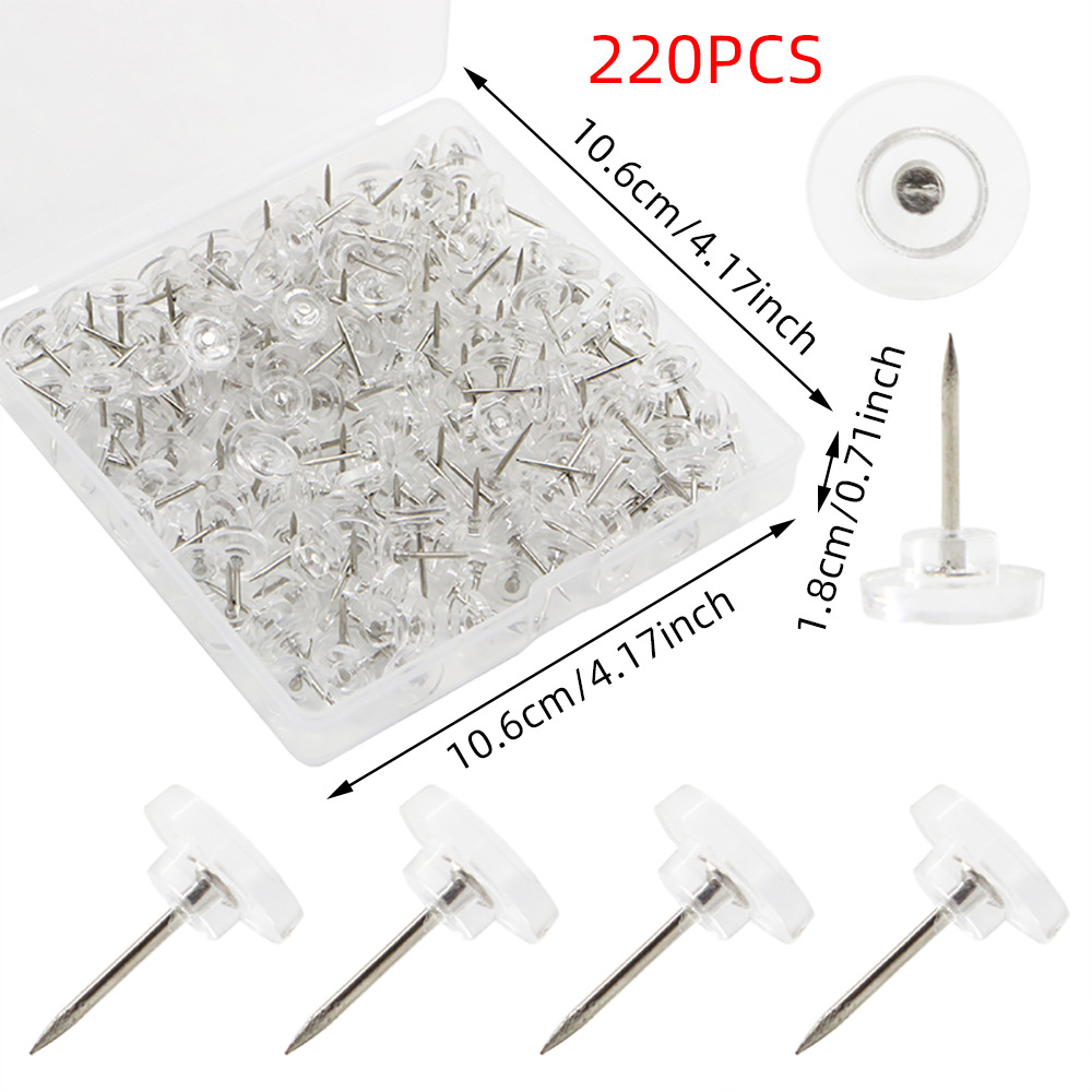 透明色黑色白色圆头图钉工字钉盒装图片照片墙软木板装饰按钉图钉详情1