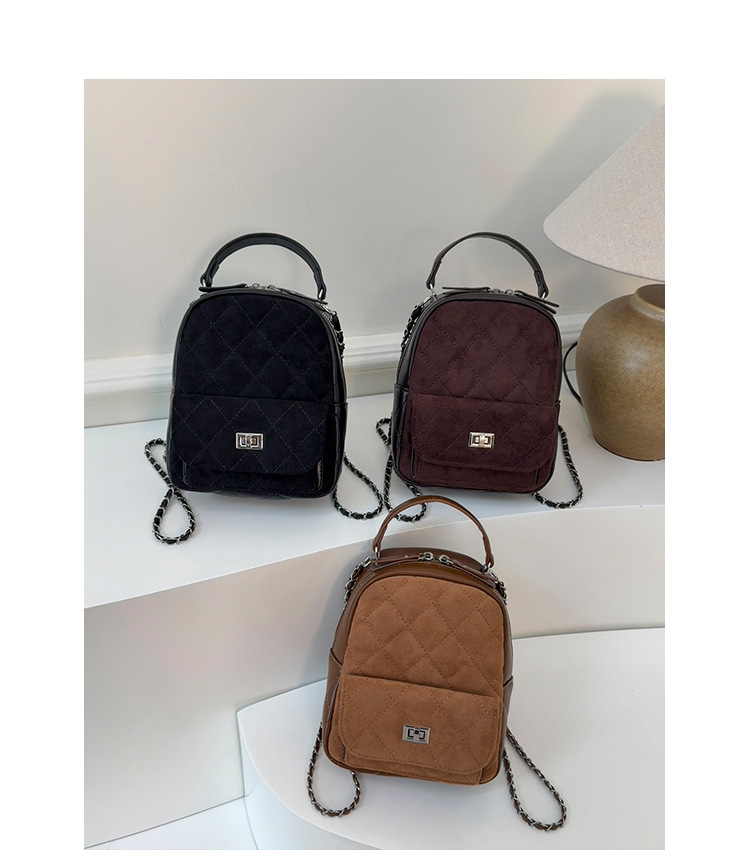 时尚小香风菱格链条女包新款绒面双肩包小众百搭手提包儒雅休闲包详情4