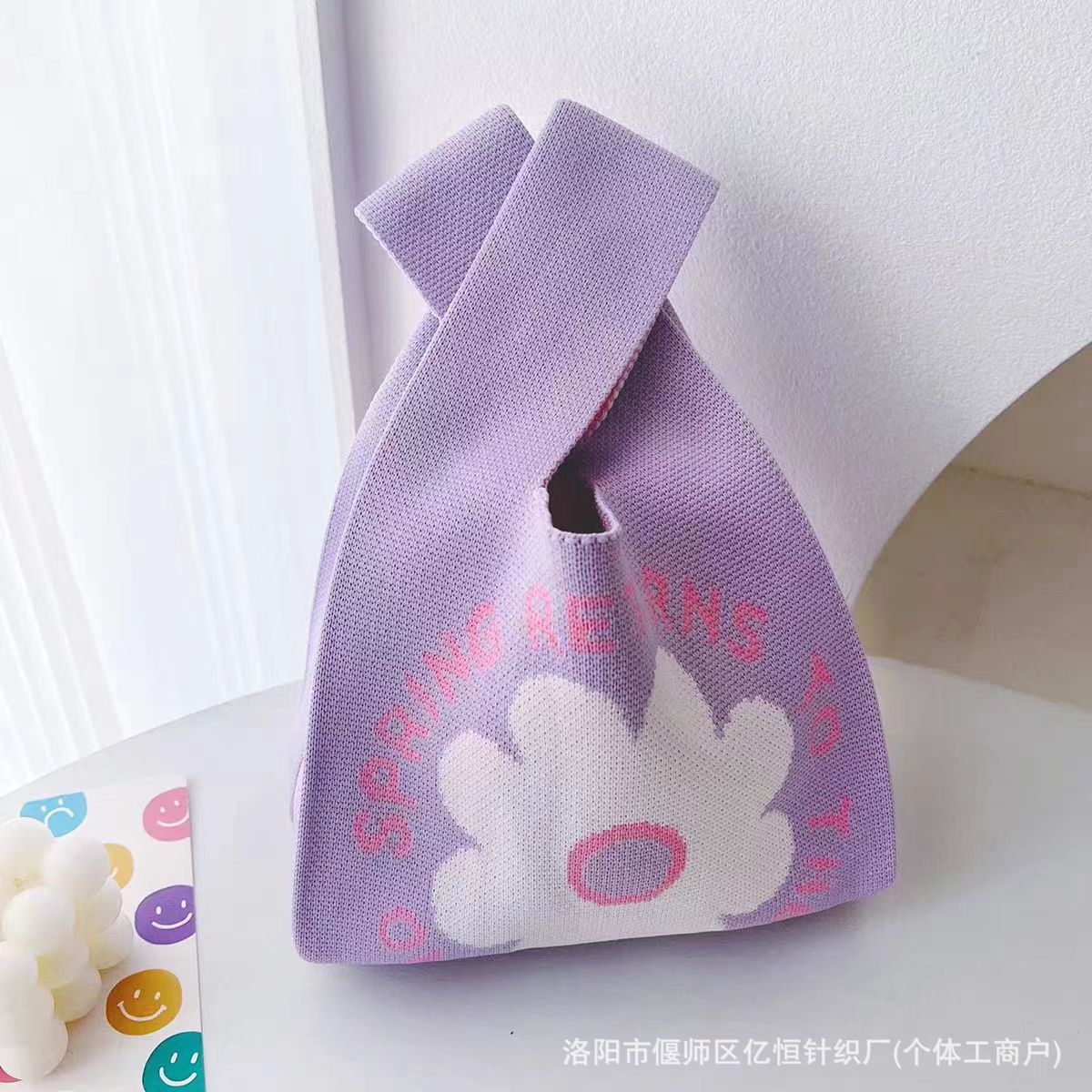 女士针织包多巴胺小包包手机包托特包针织包时尚卡通针织手提袋详情43