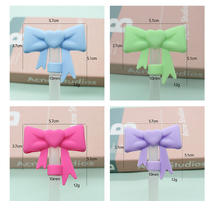 跨境现货爱心蝴蝶结吸管帽硅胶吸管套stanley水杯10mm吸管盖批发详情5